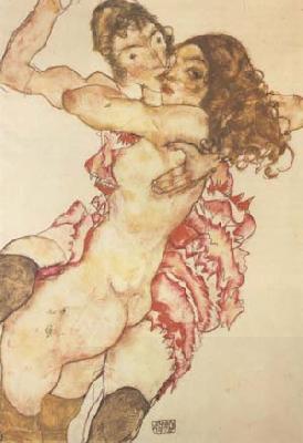 Egon Schiele Two Girls Embracing (Two Friends) (mk12) China oil painting art